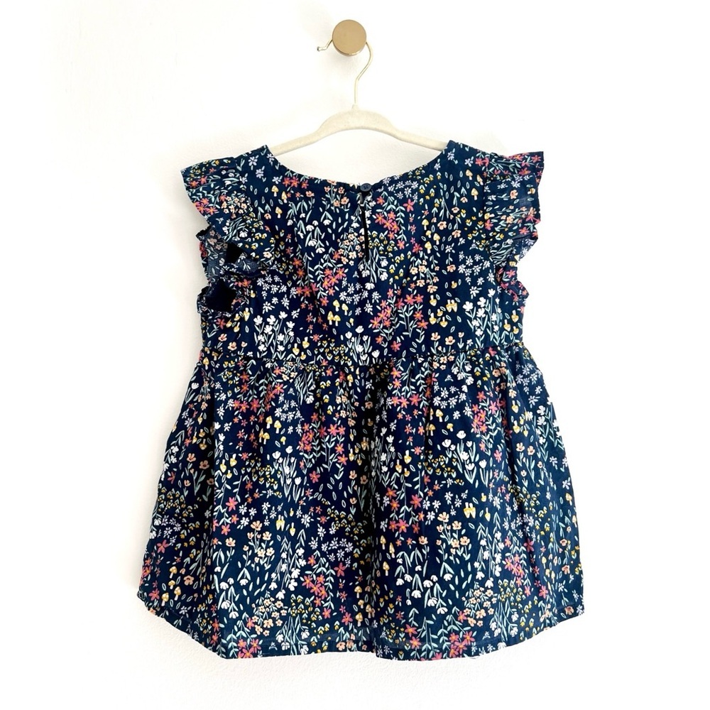 BEAUTIFUL Floral Kids Peplum Top Blue with Flutter Sleeves - Girls 5T - Picture 2 of 4